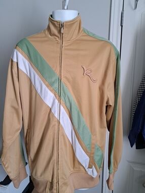 ROCAWEAR 90's zip Track Jacket Retro VTG Streetwear embroidered logo STRIPES LG